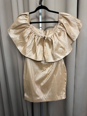 LPA Gold Ruffle Off-Shoulder Women's Top